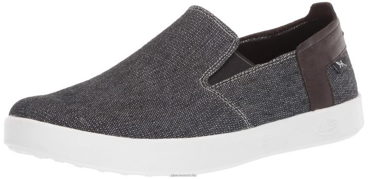 Black Chacos Men's Davis Fabric Slip-On Shoes Chaco HP26H475 Men